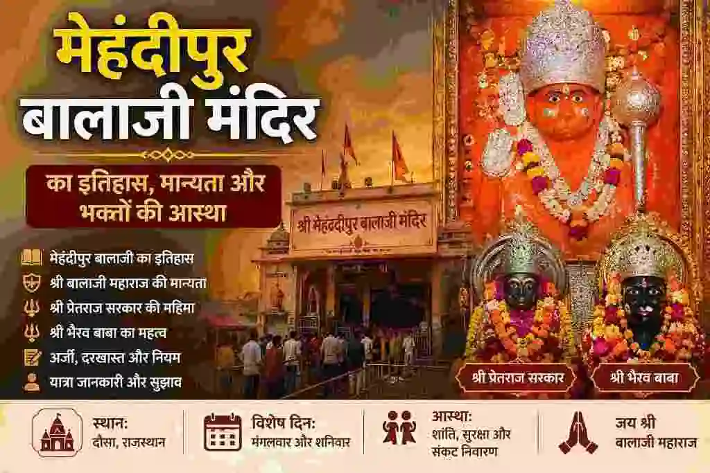 मेहंदीपुर बालाजी मंदिर का इतिहास और धार्मिक महत्व मेहंदीपुर बालाजी मंदिर का इतिहास, मान्यता और भक्तों की आस्था